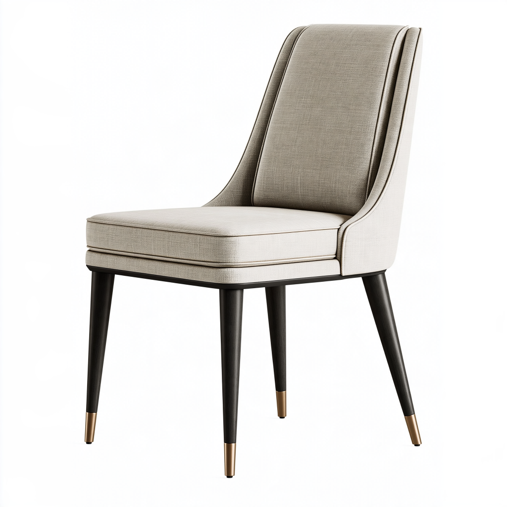 Chaise de salle à manger 58 x 63 x 92 cm en tissu beige pieds noirs style contemporain