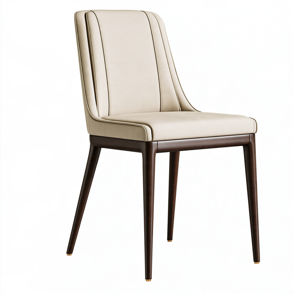 Chaise de salle à manger 52 x 60 x 90 cm en tissu beige et bois brun style contemporain