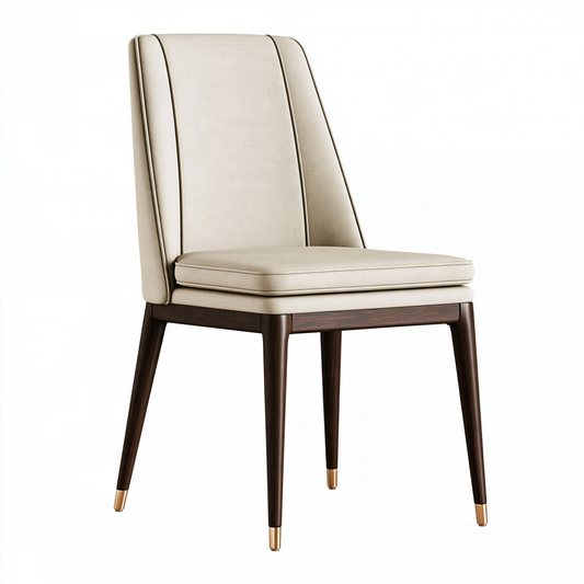 Chaise de salle à manger 50 x 60 x 88 cm en tissu beige et bois foncé style moderne rembourrée