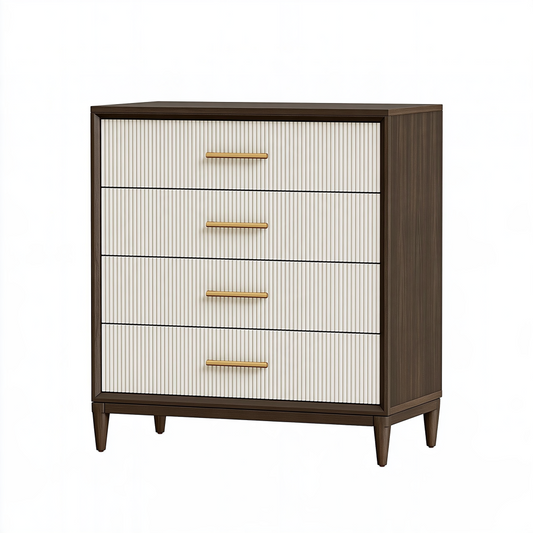 Commode 80 x 45 x 105 cm en bois marron et blanc à 4 tiroirs style contemporain