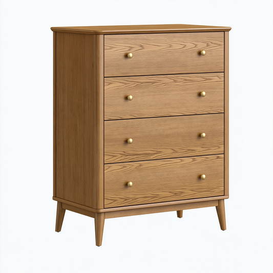 Commode 80 x 40 x 110 cm en bois marron à 4 tiroirs style rétro