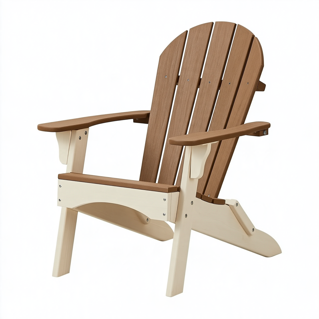 Fauteuil de jardin Adirondack 83 x 79 x 95 cm en bois marron et crème avec accoudoirs