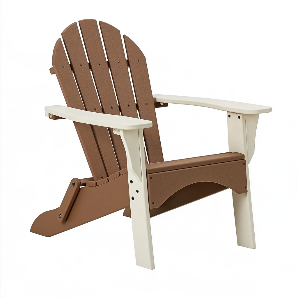 Fauteuil Adirondack 78 x 83 x 96 cm en polyéthylène marron crème pliant pour extérieur