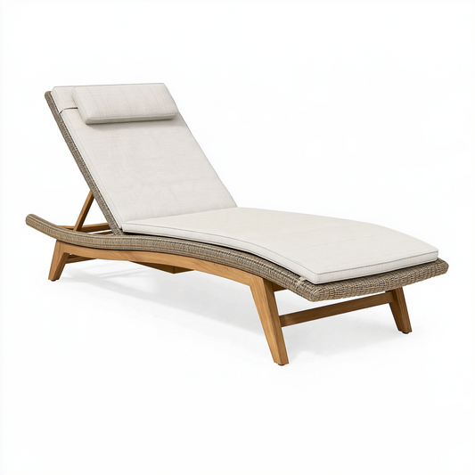 Chilienne de jardin 200 x 70 cm en bois beige réglable